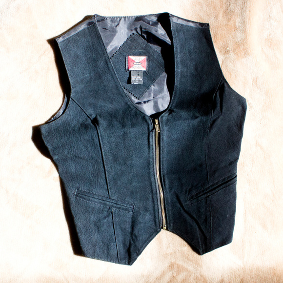 Vintage Jackets & Blazers - Black Suede Vest - 80s - Motorcycle - Festivals